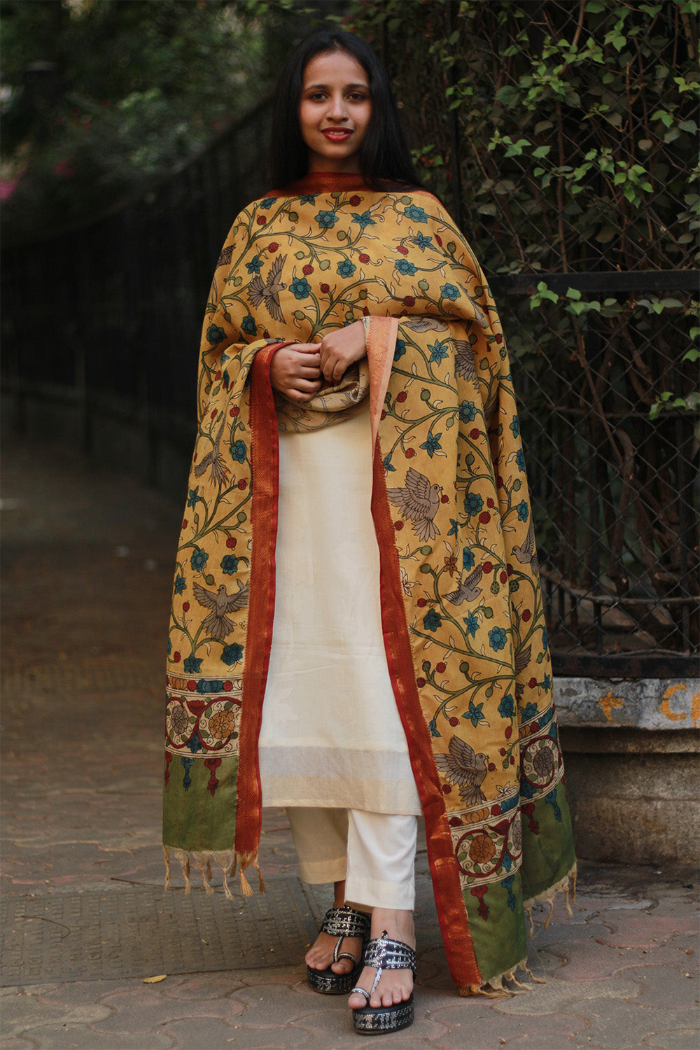 Leela | Cotton Silk Pen Kalamkari Dupatta