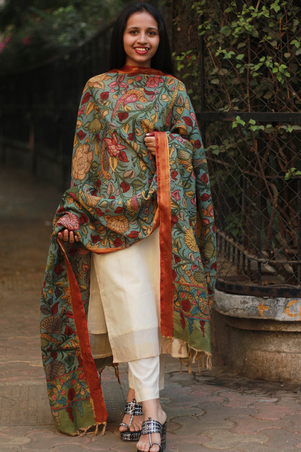 Leela | Cotton Silk Pen Kalamkari Dupatta