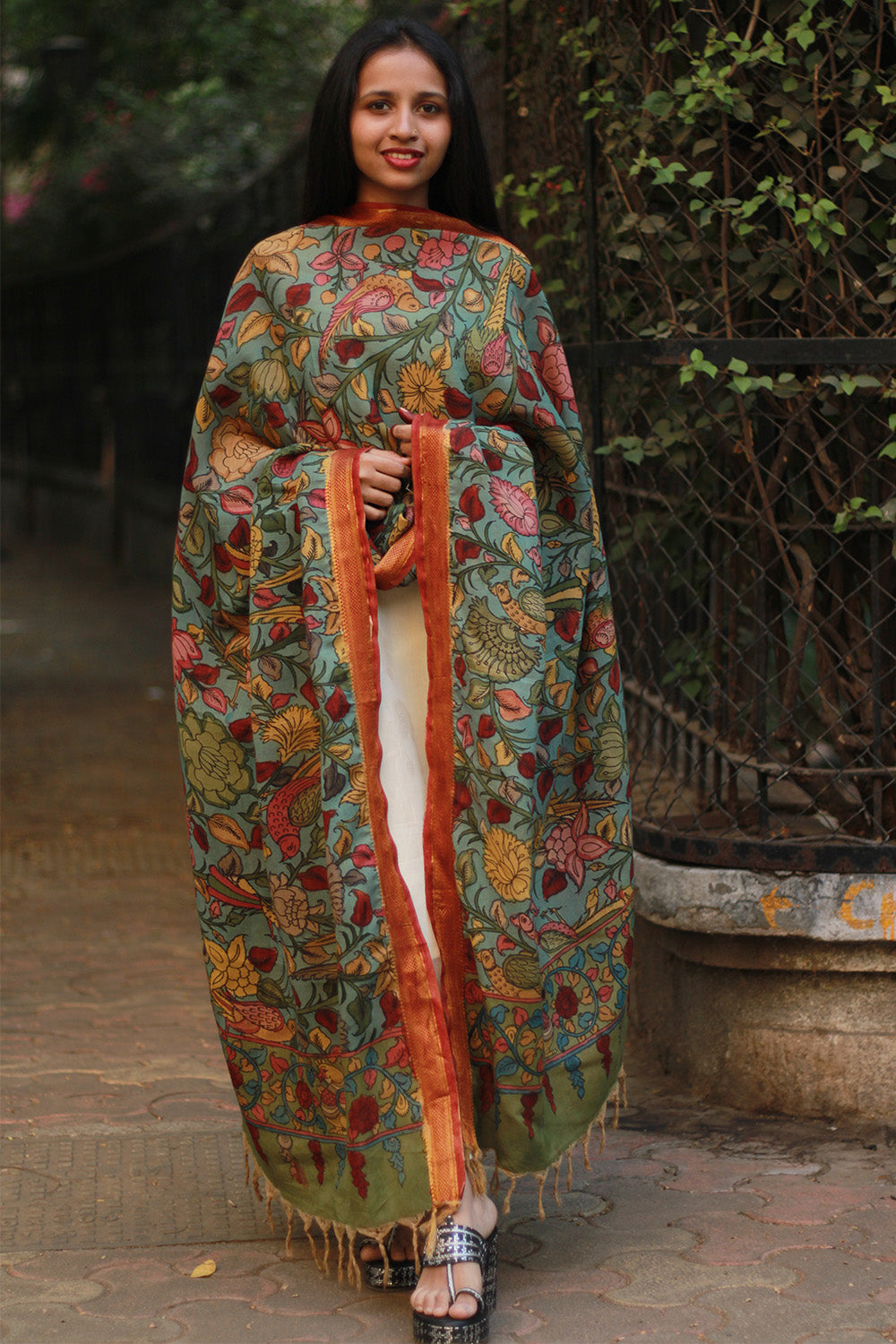 Leela | Cotton Silk Pen Kalamkari Dupatta