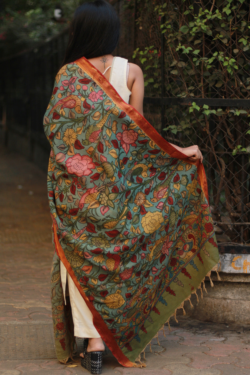 Leela | Cotton Silk Pen Kalamkari Dupatta