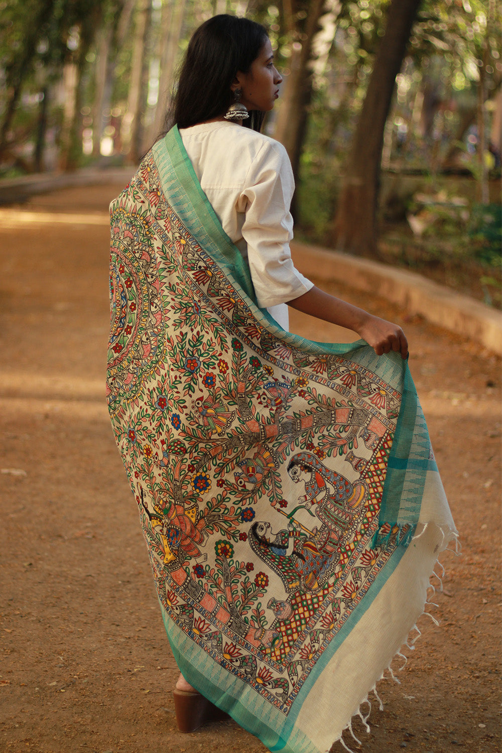 Madhubani Cotton‑Silk Dupatta