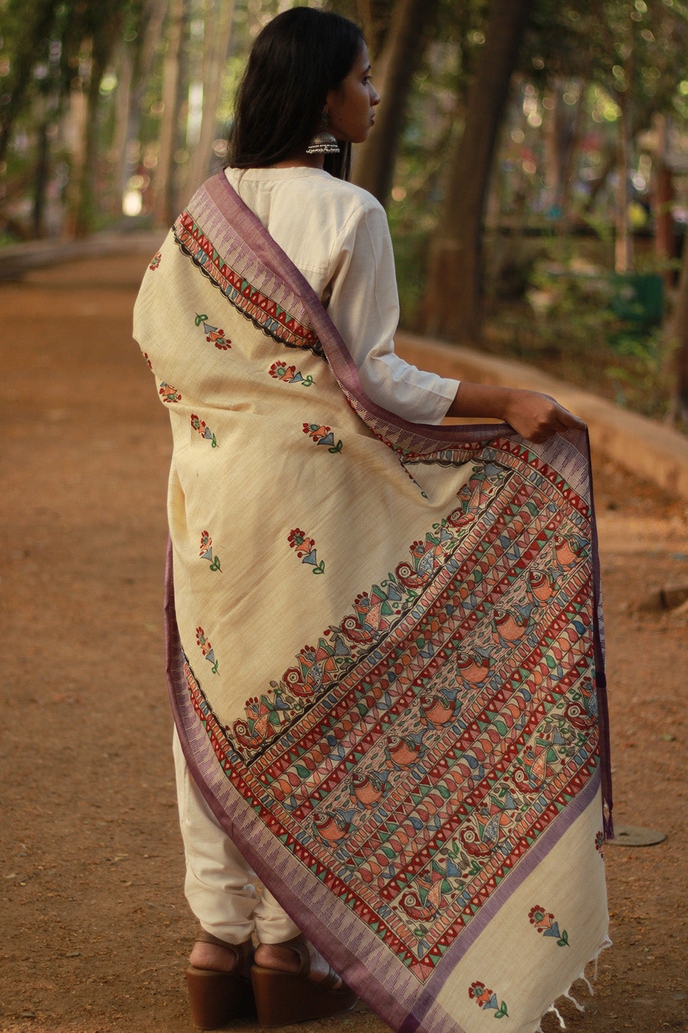 Madhubani Cotton‑Silk Dupatta