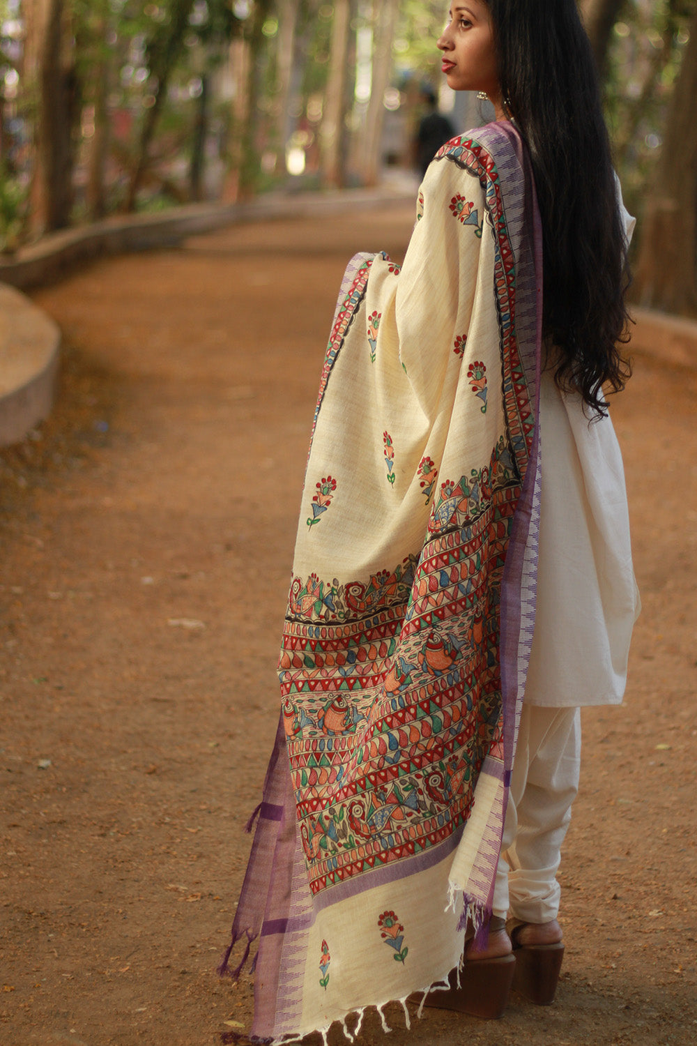 Madhubani Cotton‑Silk Dupatta