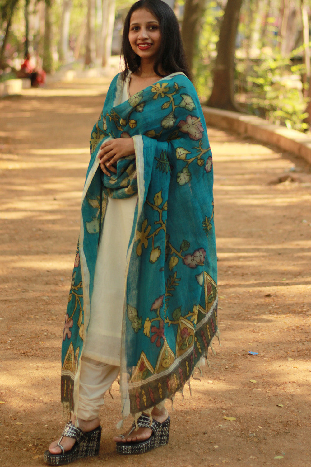 Leela | Linen Pen Kalamkari Dupatta
