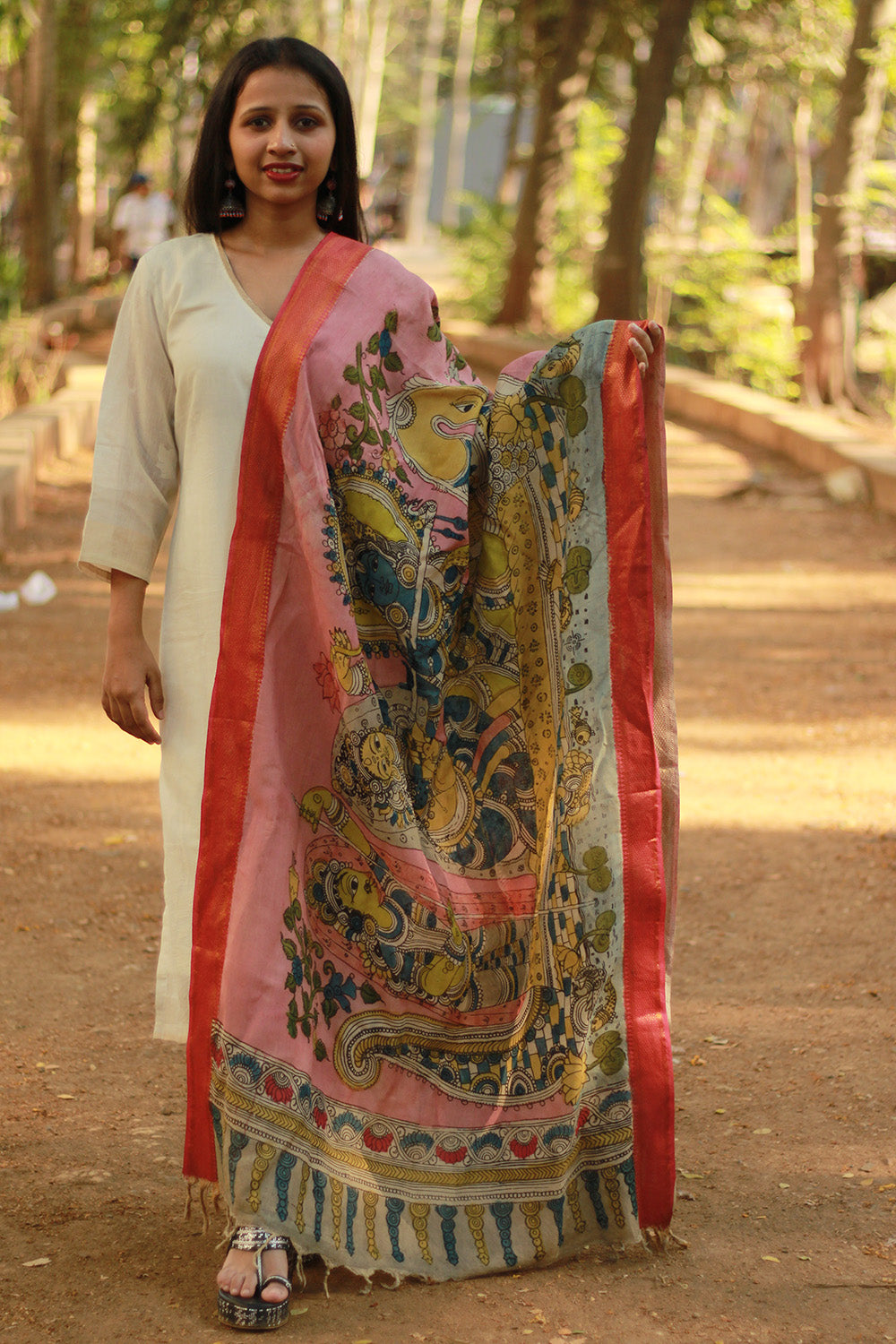 Leela | Cotton Silk Pen Kalamkari Dupatta