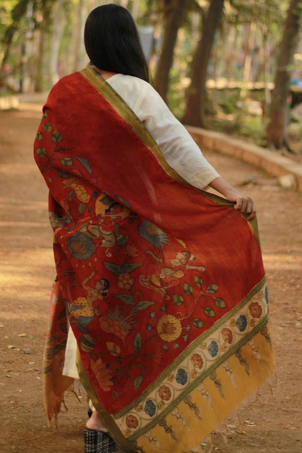 Leela | Cotton Silk Pen Kalamkari Dupatta