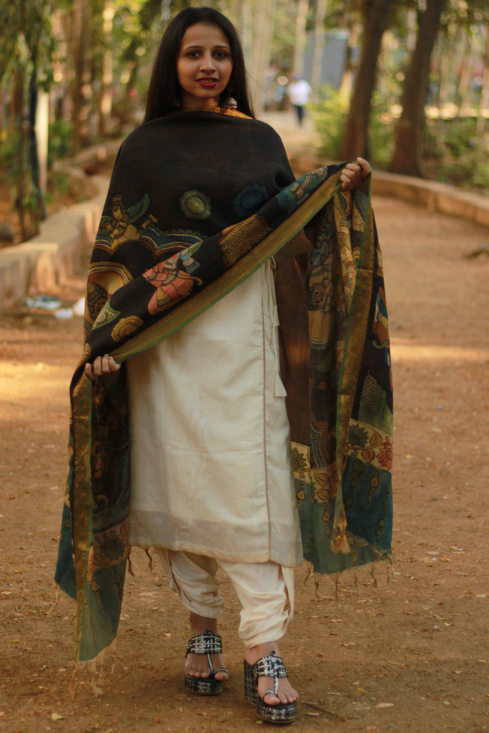 Leela | Cotton Silk Pen Kalamkari Dupatta