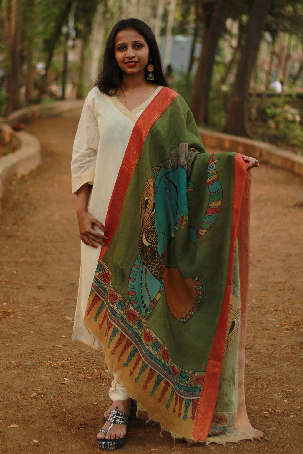 Leela | Cotton Silk Pen Kalamkari Dupatta