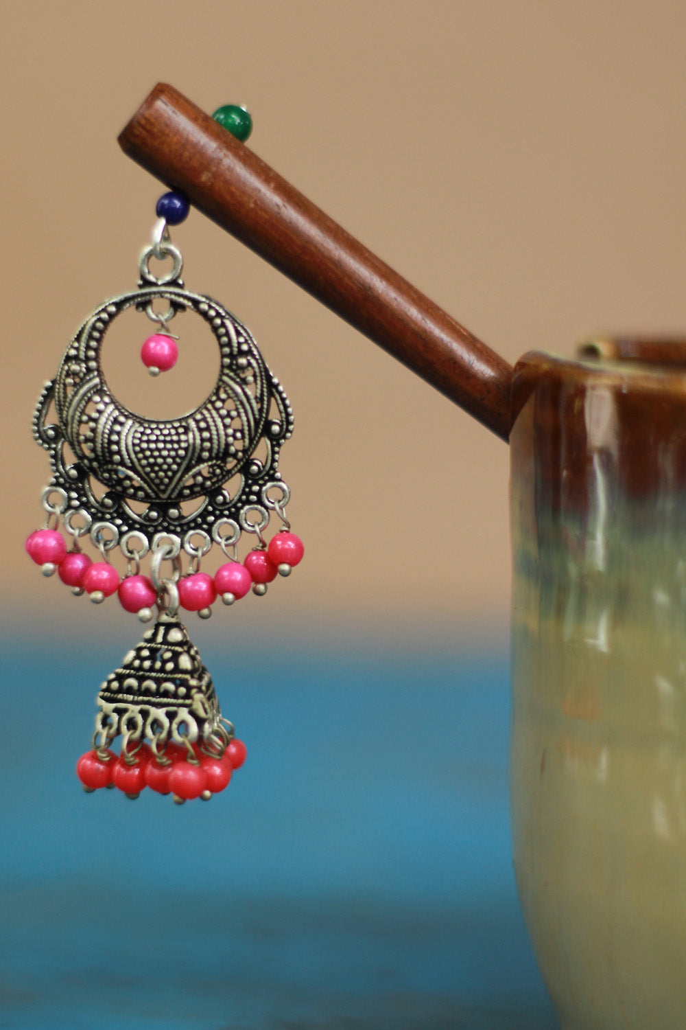 Anokhi | Jhumka Juda stick | Fuschia & Scarlet