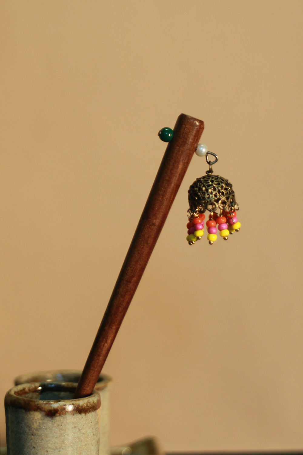 Anokhi | Small Jhumka Juda stick | Yellow & Pink