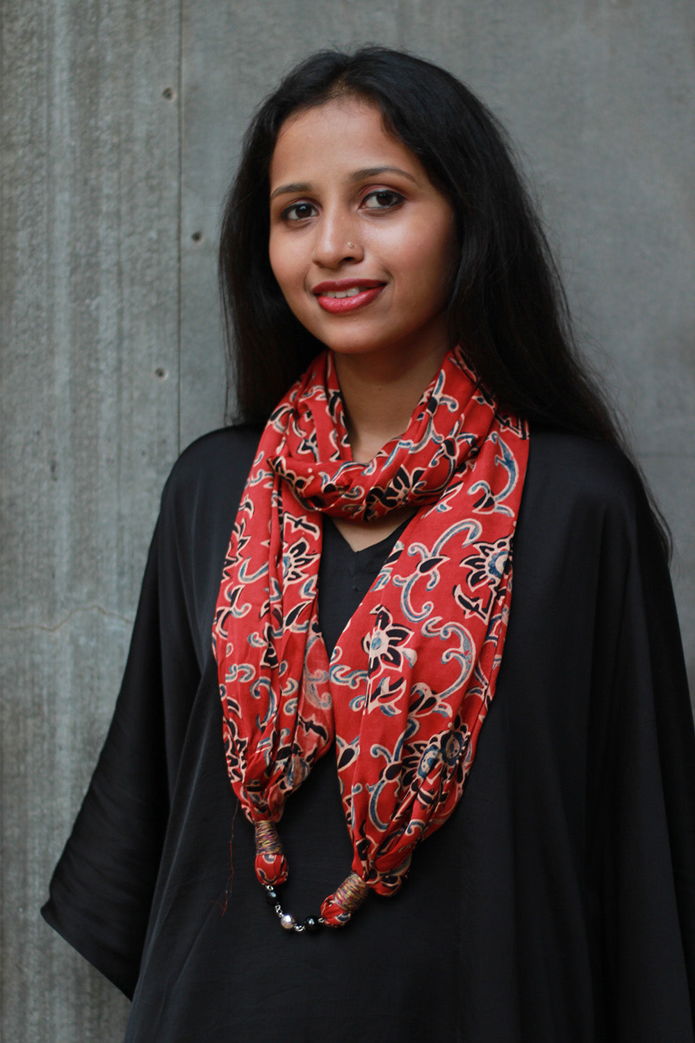 Scarf with Magnets | Madder Floral Ajrakh