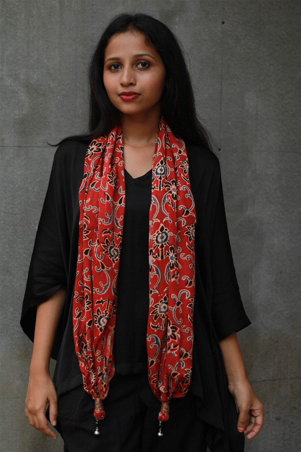 Scarf with Magnets | Madder Floral Ajrakh