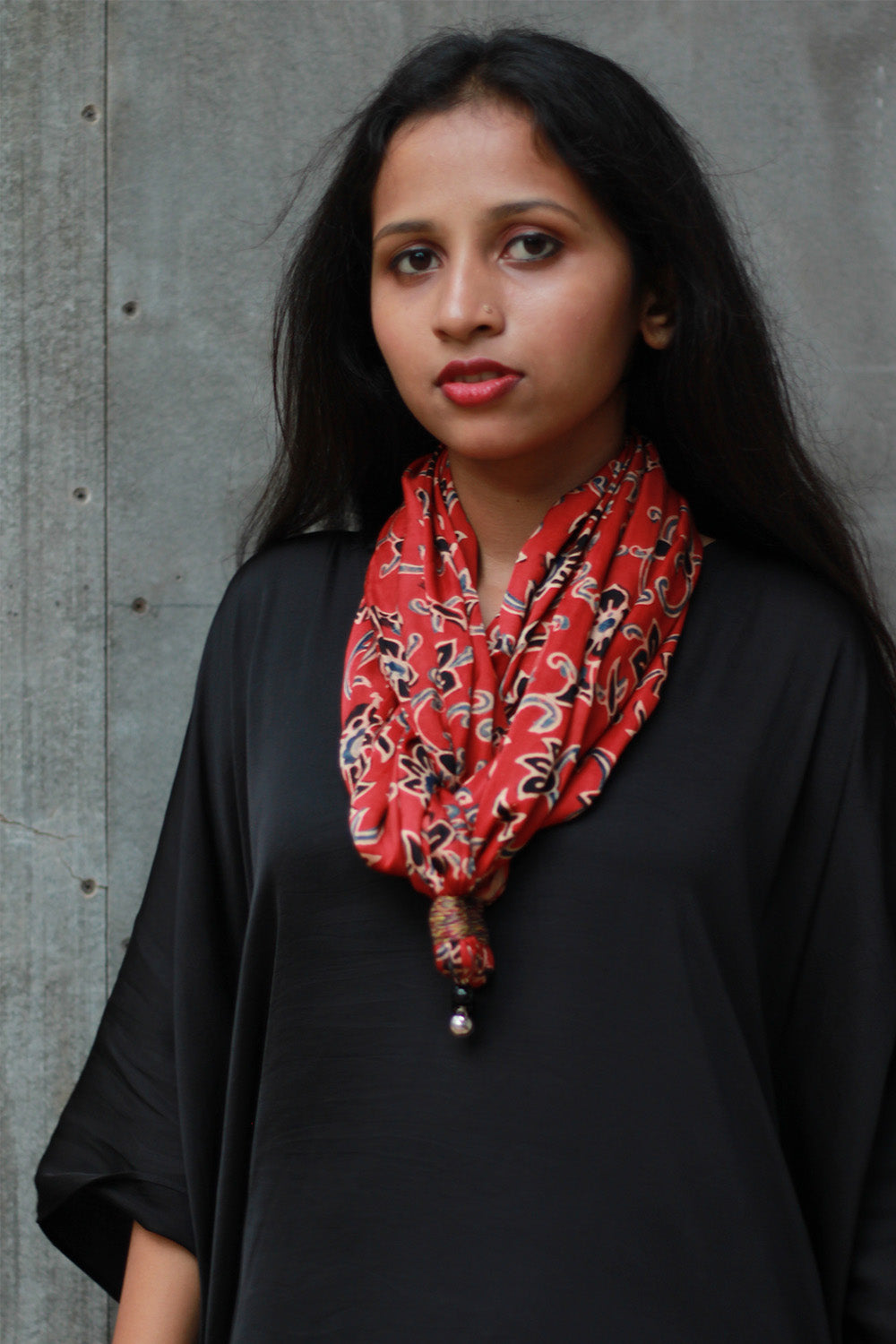 Scarf with Magnets | Madder Floral Ajrakh