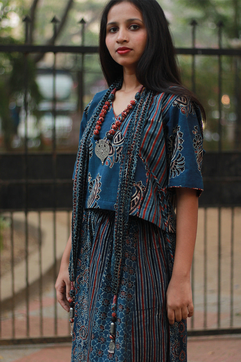 Rangat | Necklace Scarf | Mul Ajrakh | Blue