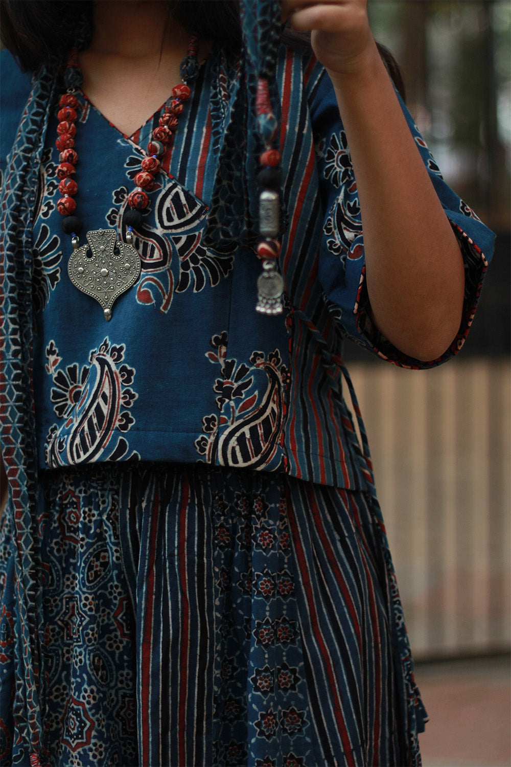 Rangat | Necklace Scarf | Mul Ajrakh | Blue