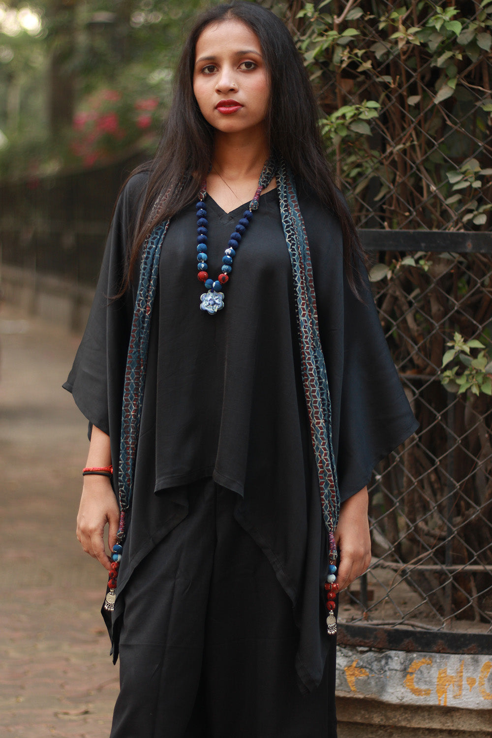 Rangat | Necklace Scarf | Mul Ajrakh | Blue