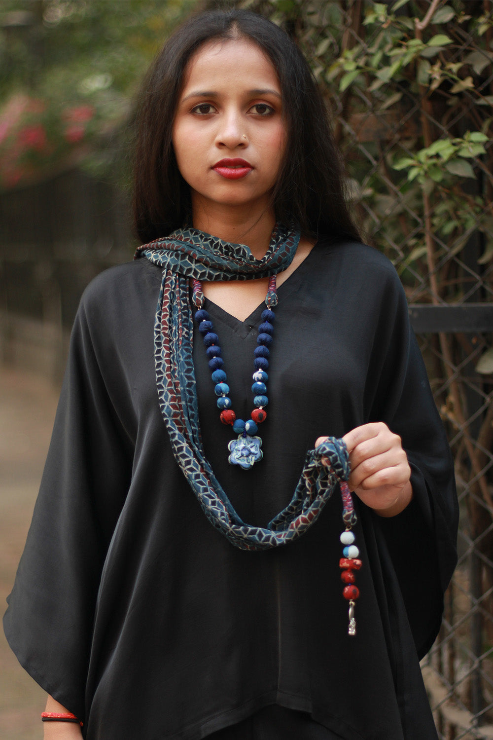 Rangat | Necklace Scarf | Mul Ajrakh | Blue