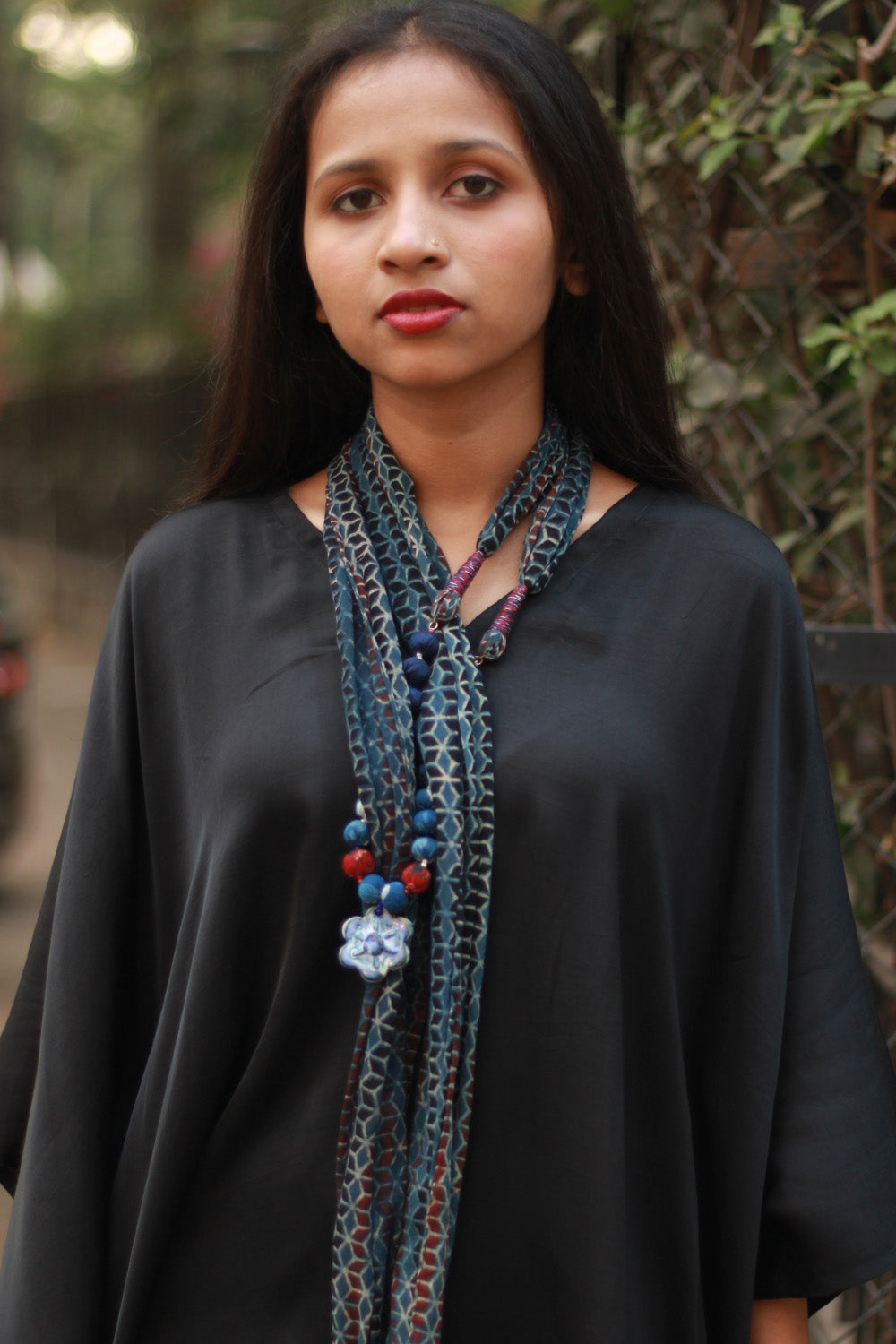 Rangat | Necklace Scarf | Mul Ajrakh | Blue