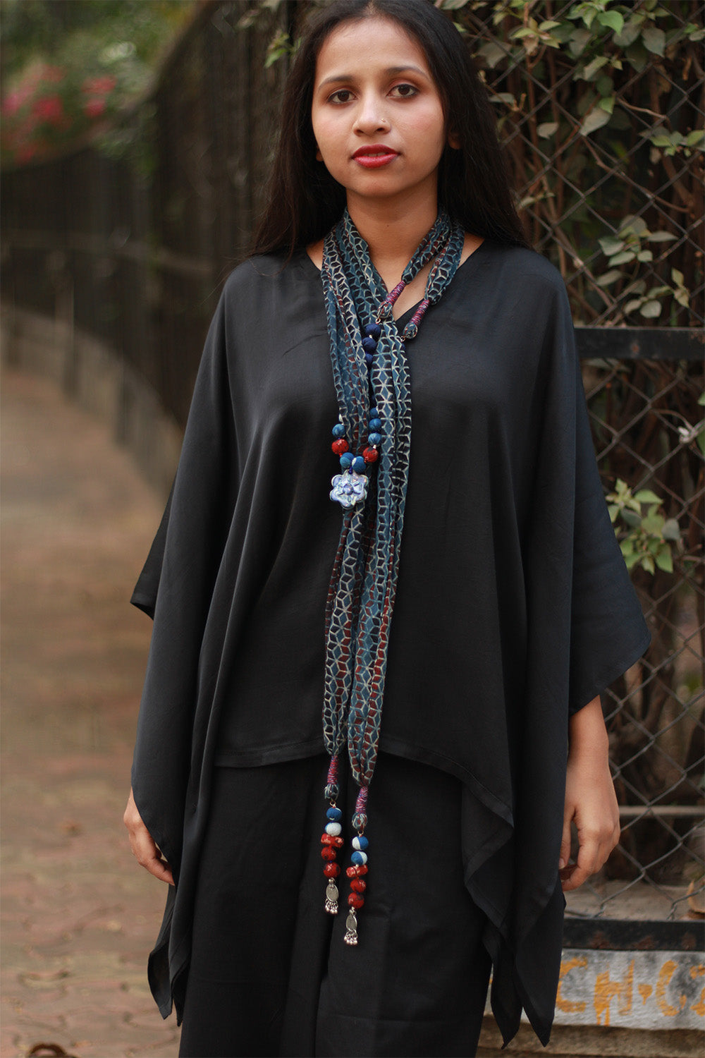 Rangat | Necklace Scarf | Mul Ajrakh | Blue