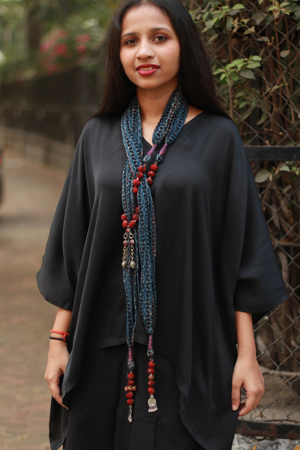 Rangat | Necklace Scarf | Mul Ajrakh | Blue