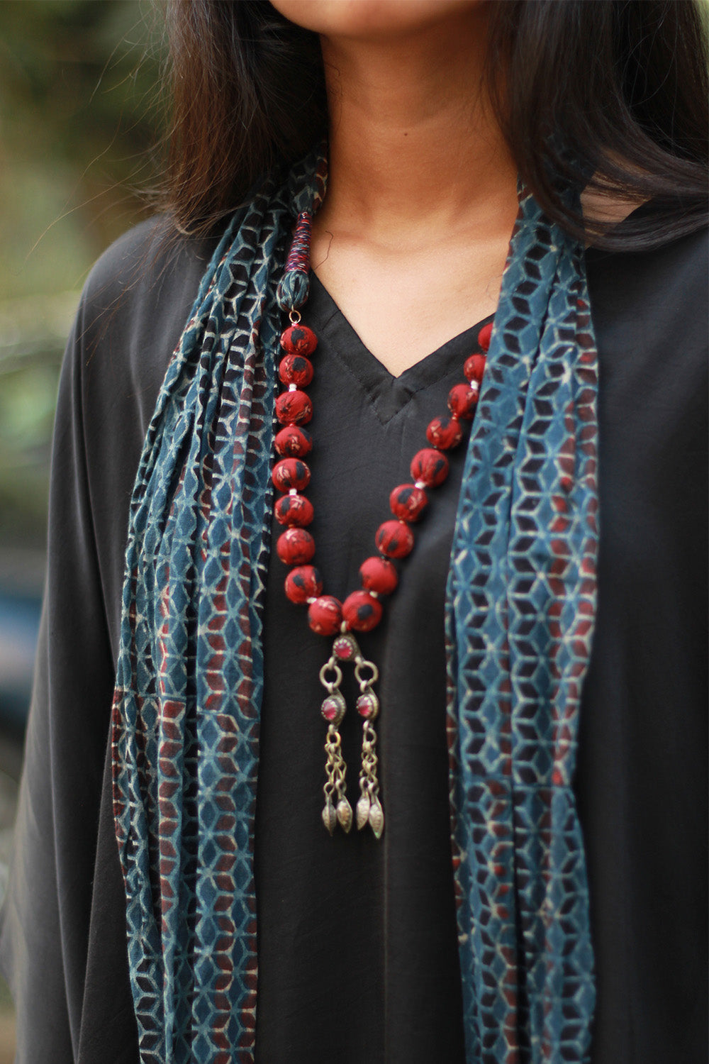 Rangat | Necklace Scarf | Mul Ajrakh | Blue