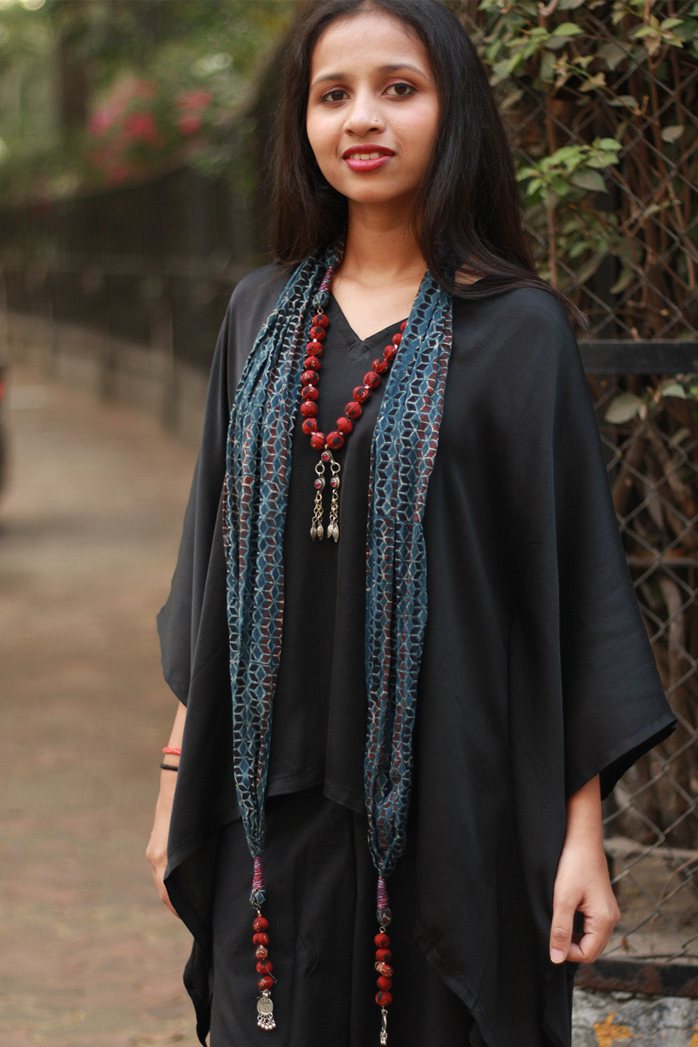 Rangat | Necklace Scarf | Mul Ajrakh | Blue
