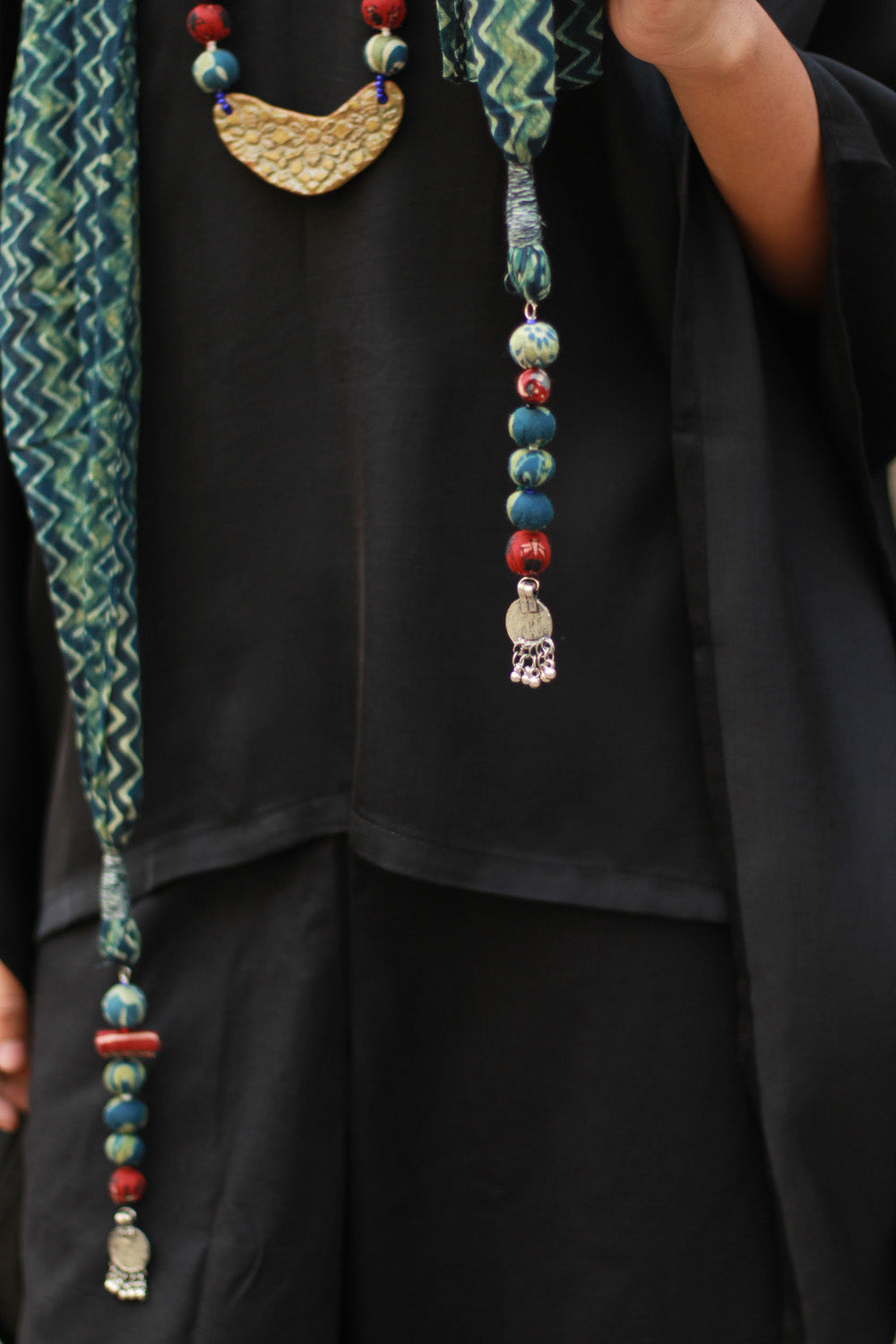 Rangat | Necklace Scarf | Mul Ajrakh | Sea Green
