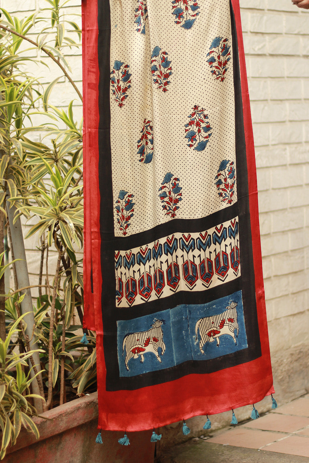 Antara | Ajrakh Modal Silk Stole