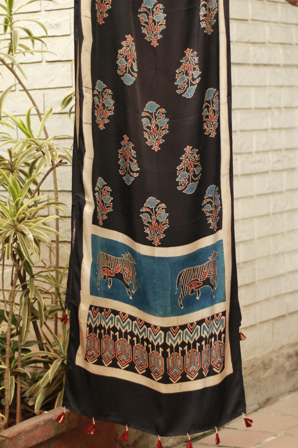 Antara | Ajrakh Modal Silk Stole