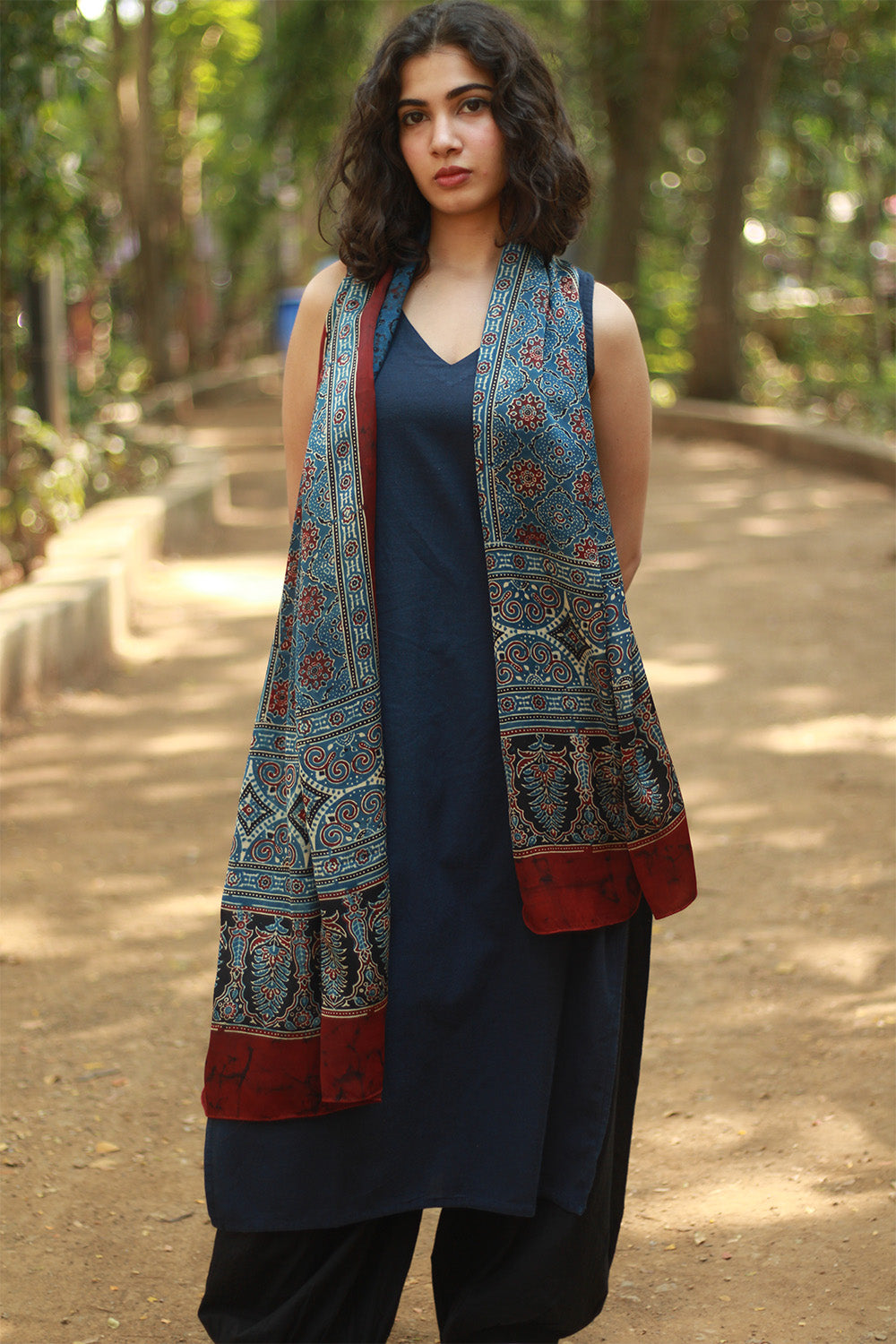 Antara | Ajrakh Modal Silk Stole