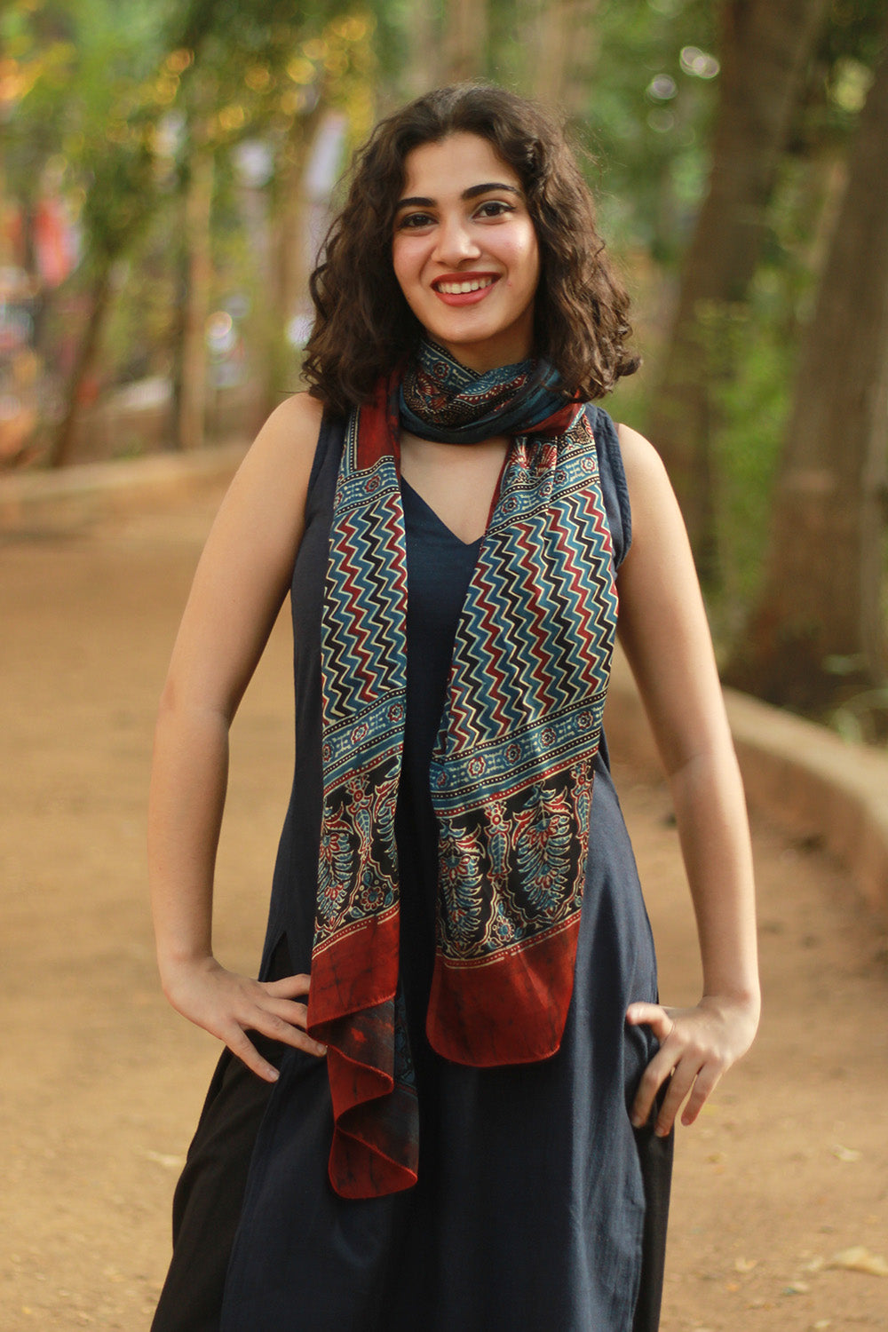 Antara | Ajrakh Modal Silk Stole