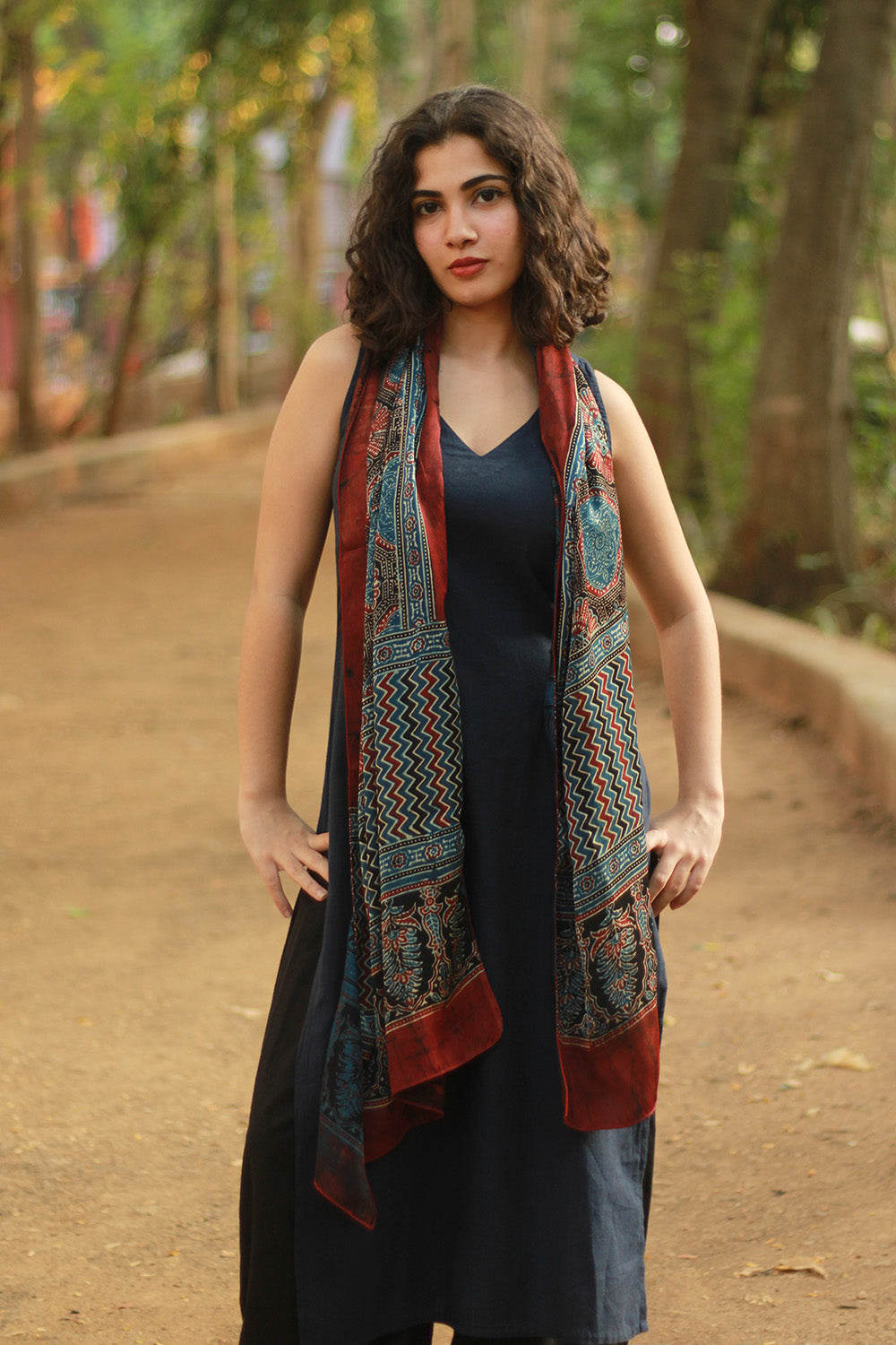 Antara | Ajrakh Modal Silk Stole