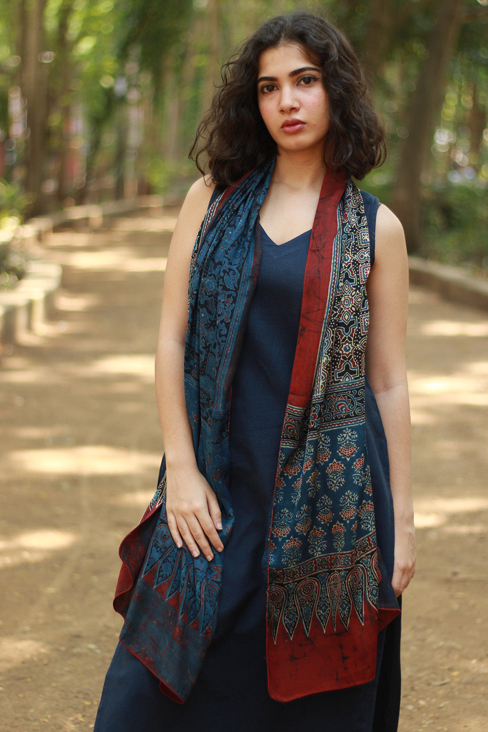 Antara | Ajrakh Modal Silk Stole
