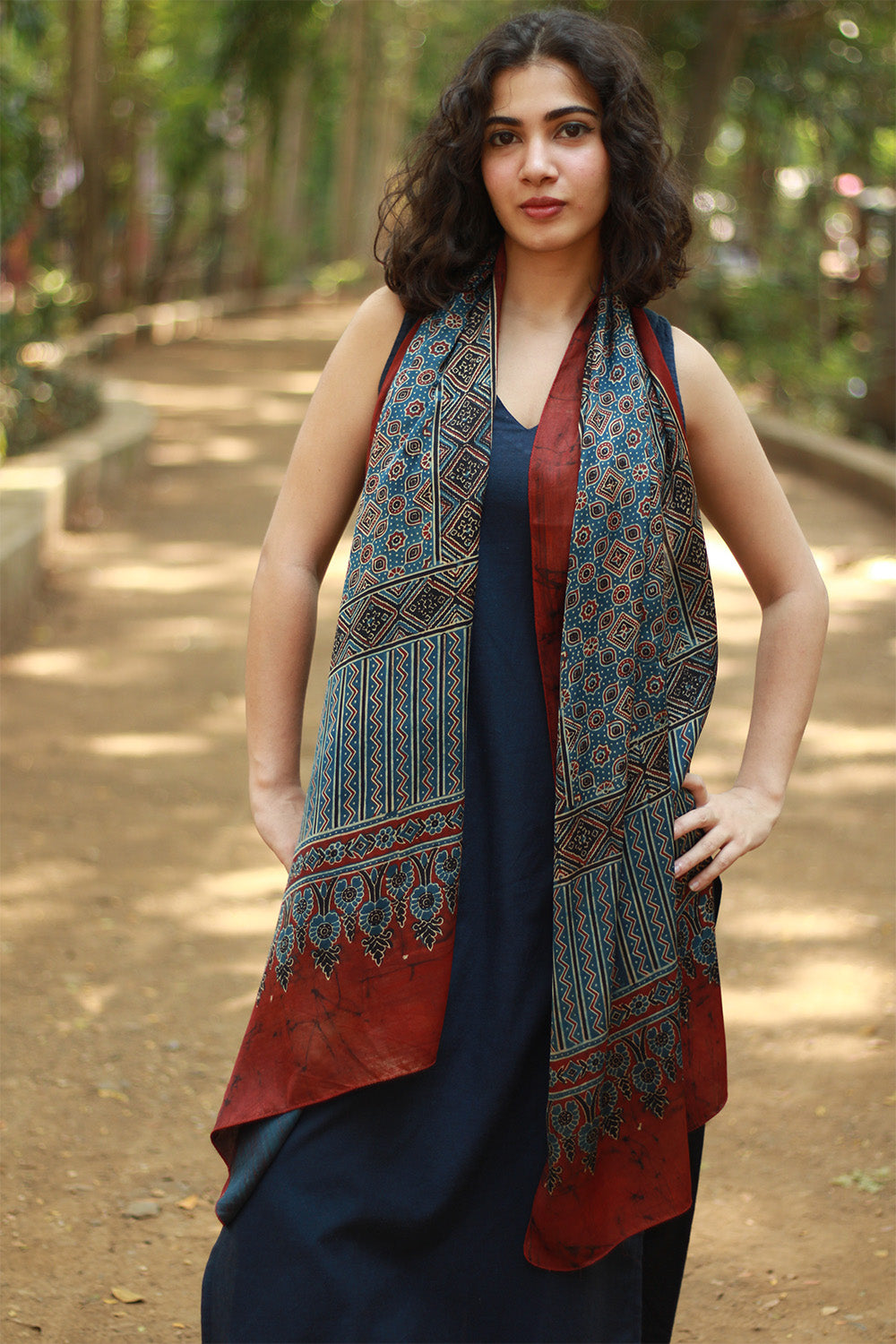 Antara | Ajrakh Modal Silk Stole