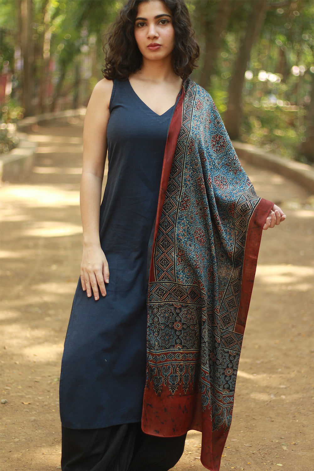 Antara | Ajrakh Modal Silk Stole