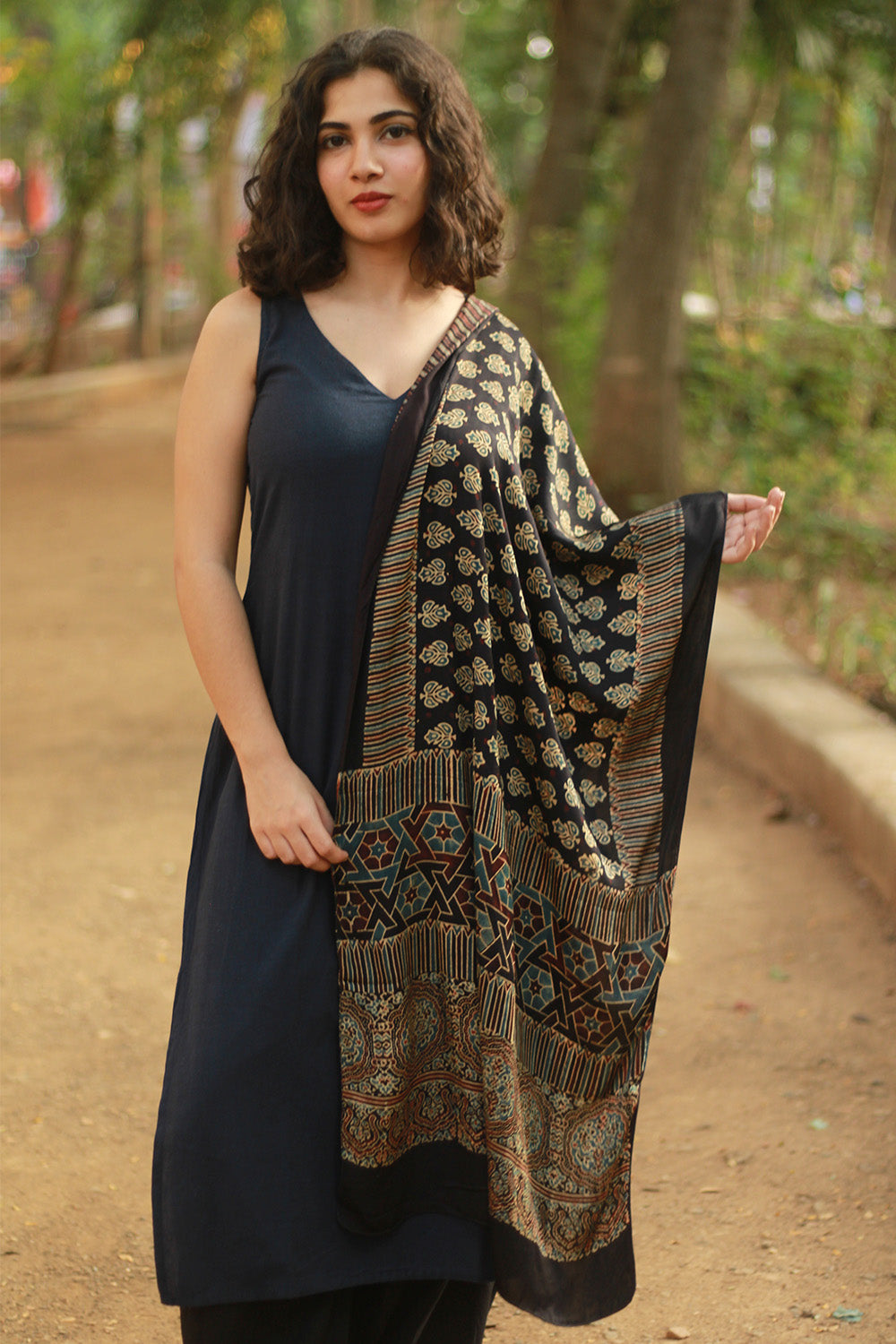 Antara | Ajrakh Modal Silk Stole