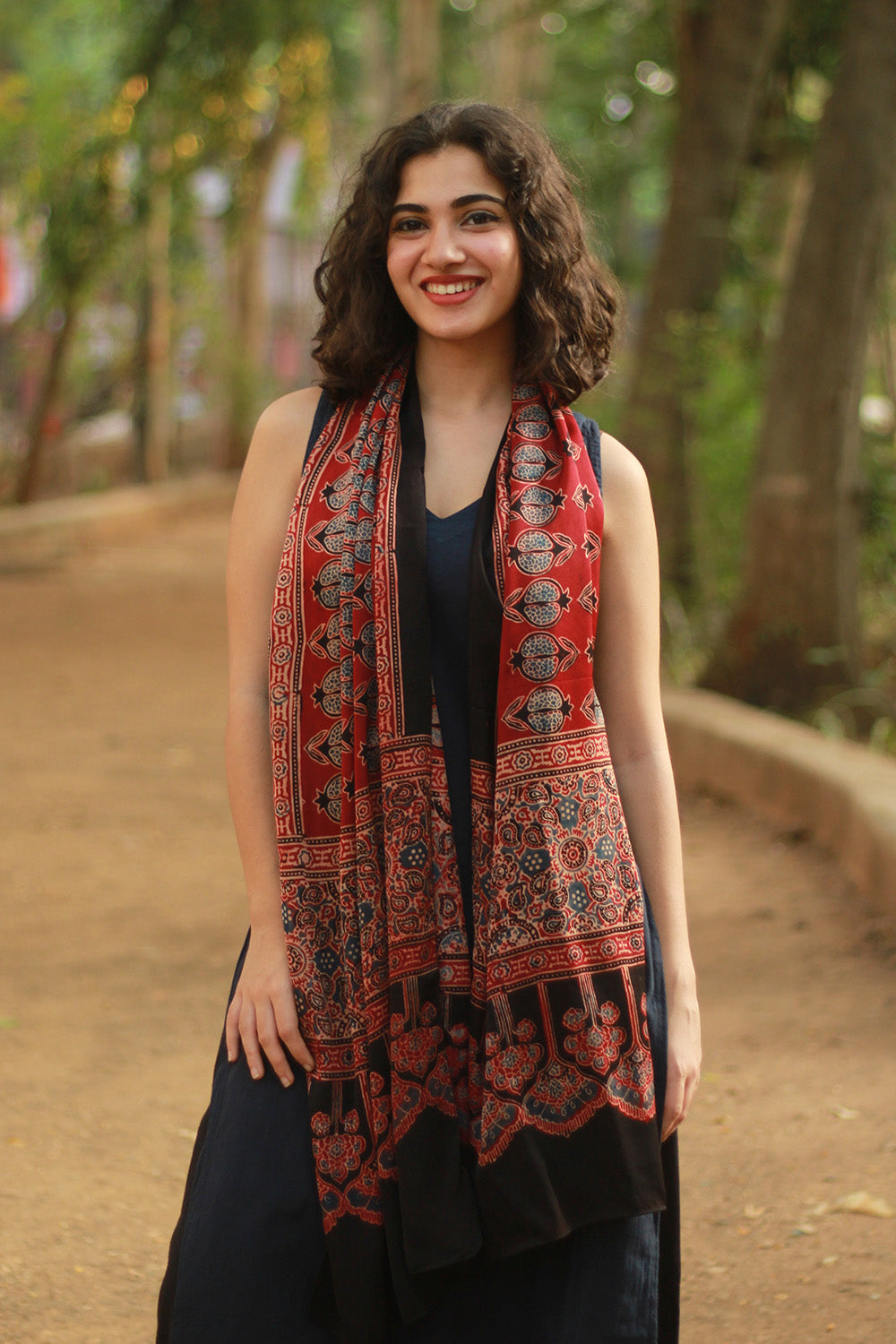 Antara | Ajrakh Modal Silk Stole
