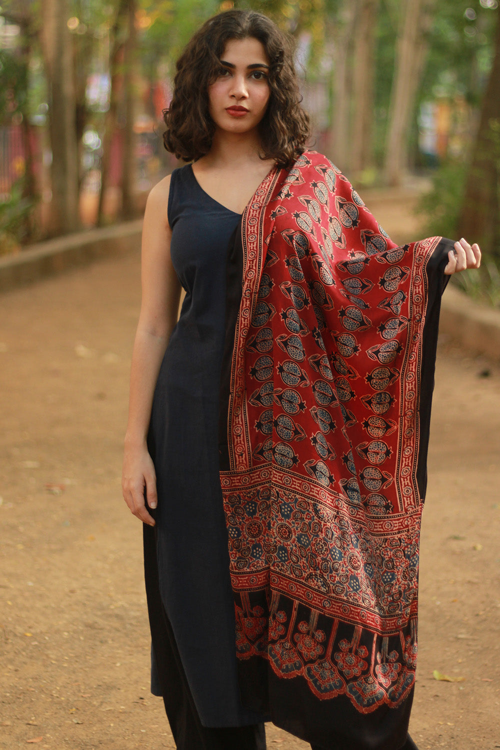 Antara | Ajrakh Modal Silk Stole
