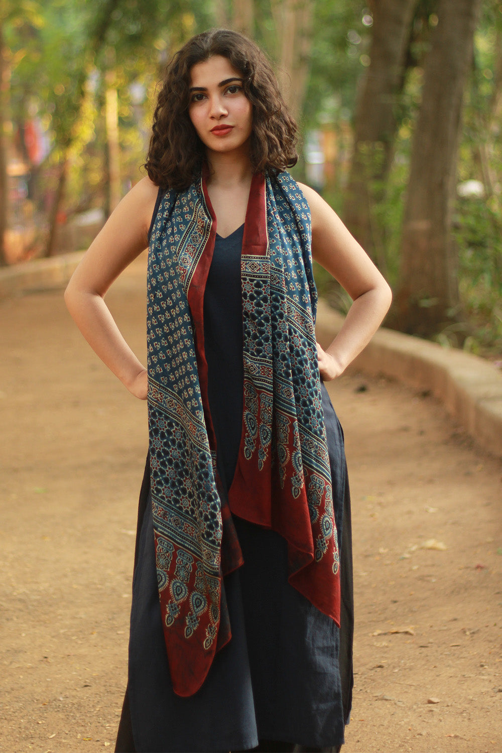 Antara | Ajrakh Modal Silk Stole