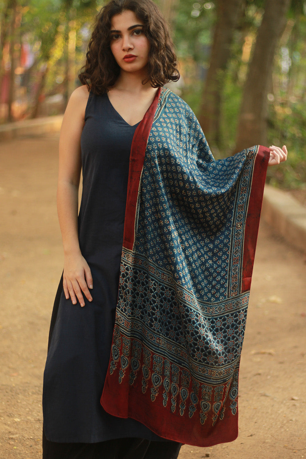 Antara | Ajrakh Modal Silk Stole