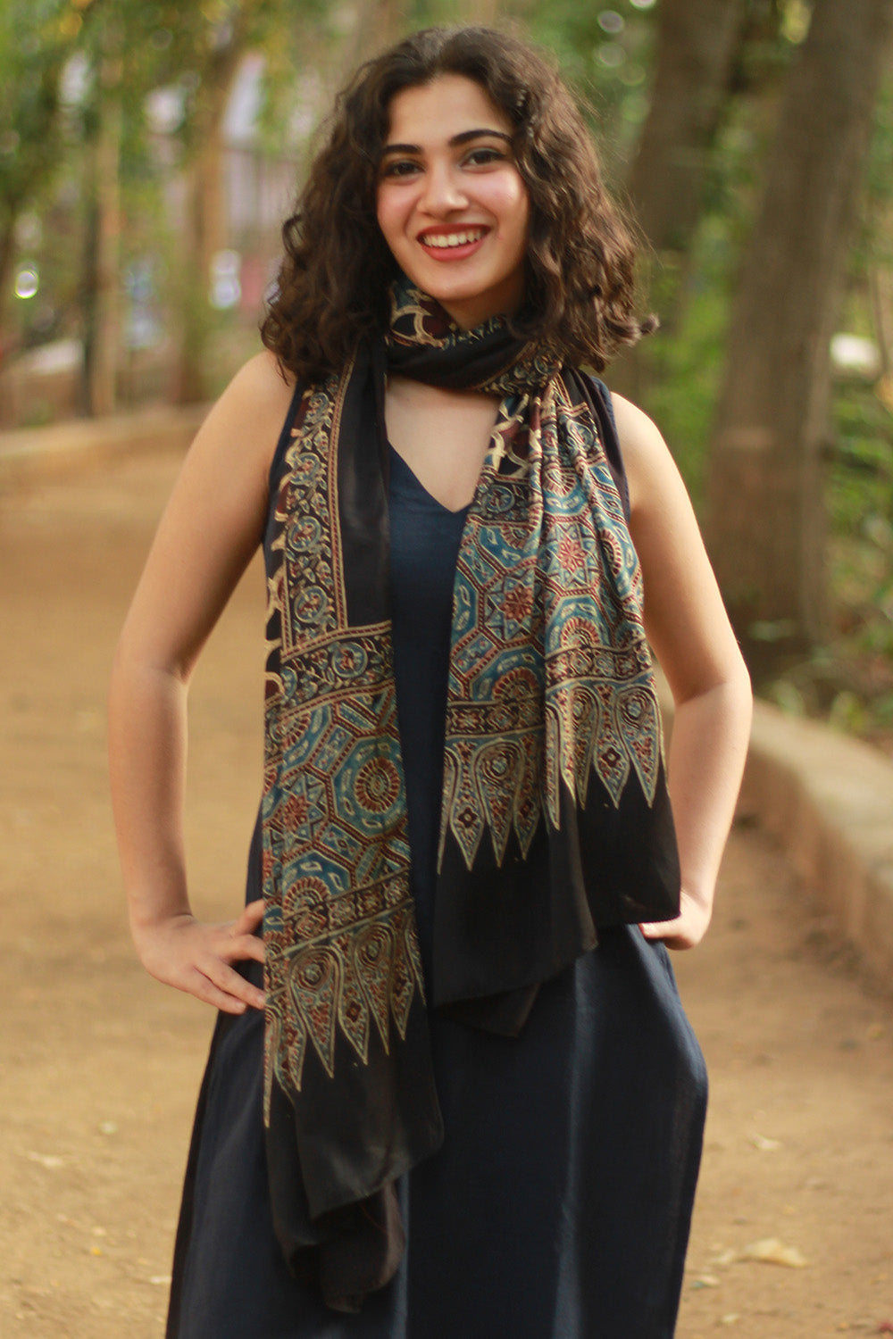 Antara | Ajrakh Modal Silk Stole