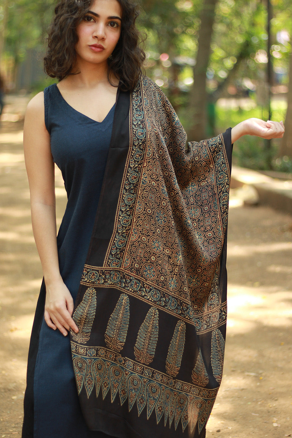 Antara | Ajrakh Modal Silk Stole