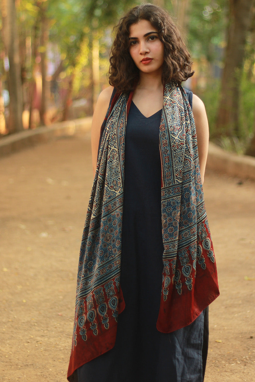 Antara | Ajrakh Modal Silk Stole