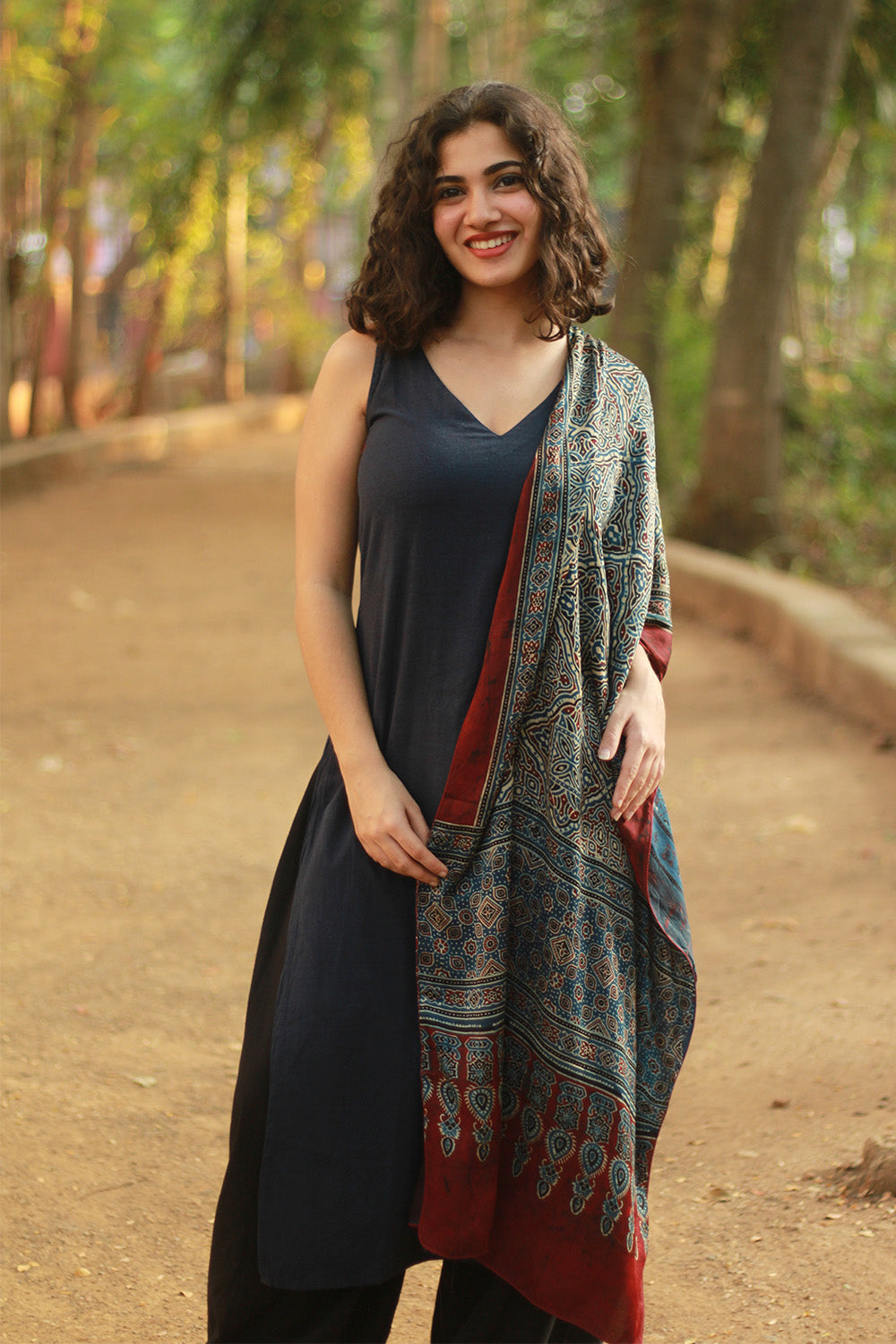 Antara | Ajrakh Modal Silk Stole