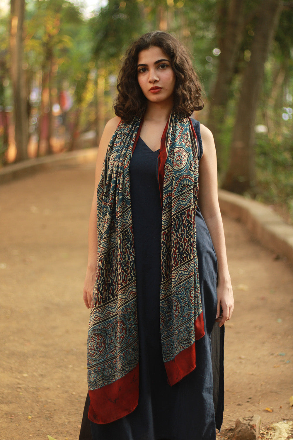 Antara | Ajrakh Modal Silk Stole