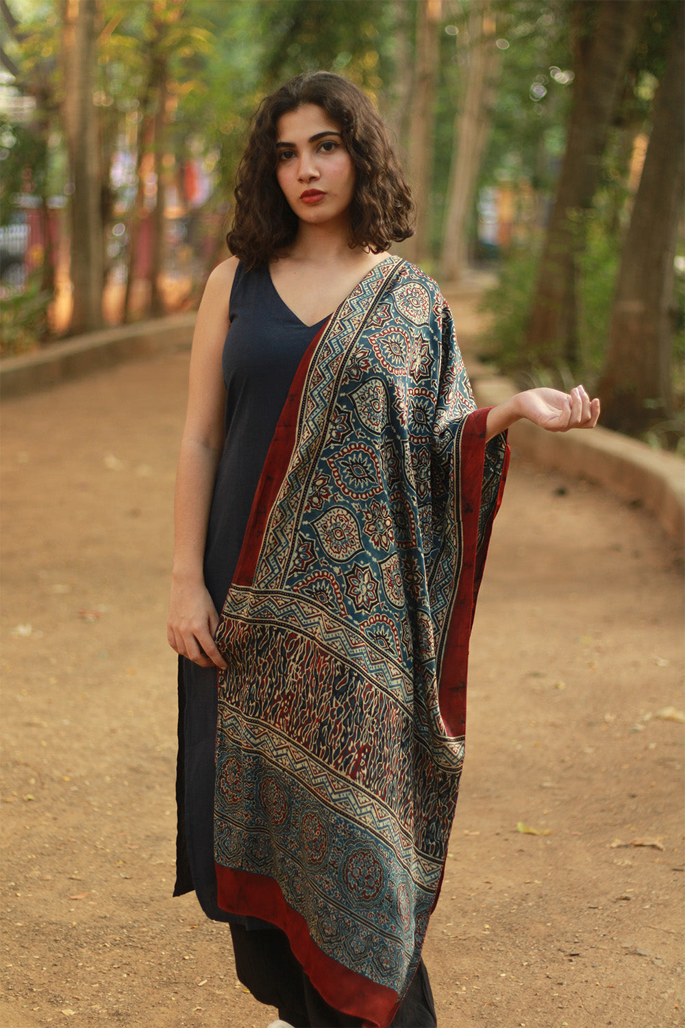 Antara | Ajrakh Modal Silk Stole