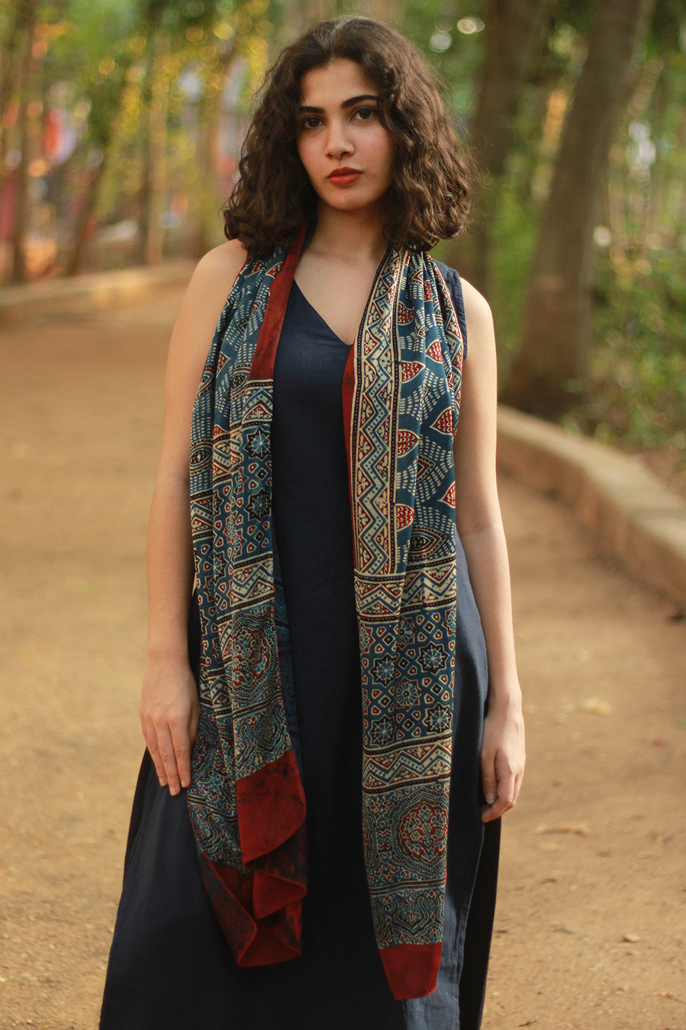 Antara | Ajrakh Modal Silk Stole
