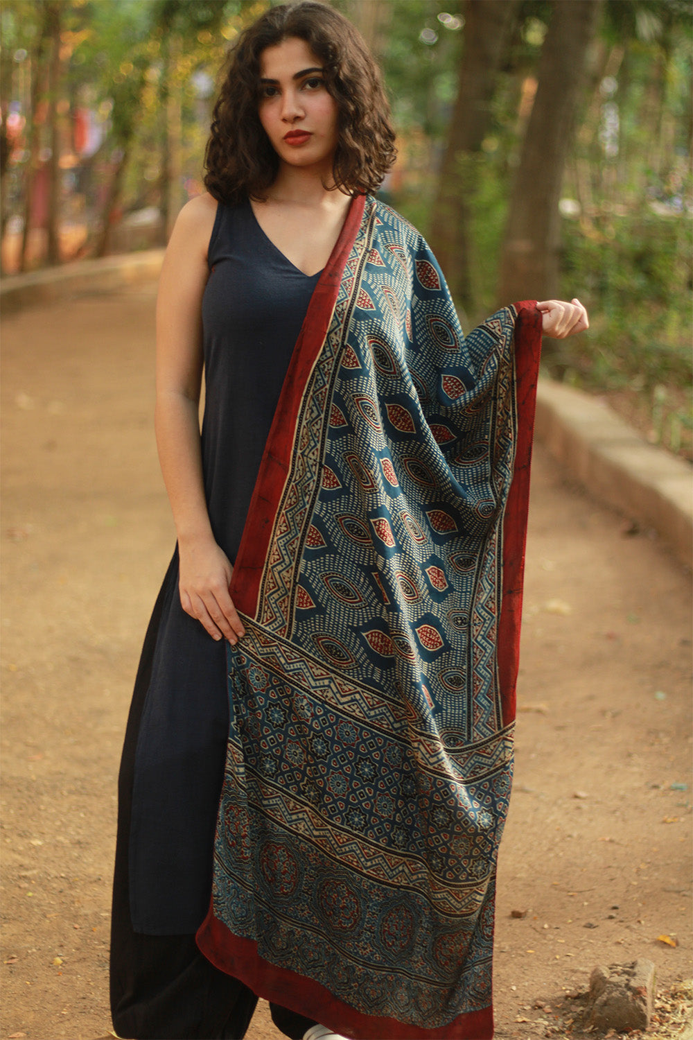 Antara | Ajrakh Modal Silk Stole