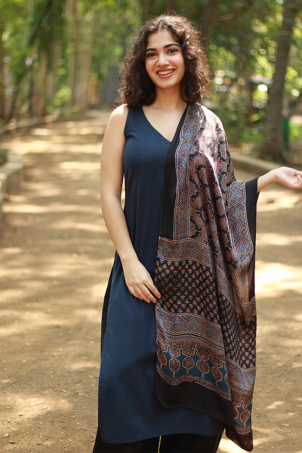 Antara | Ajrakh Modal Silk Stole