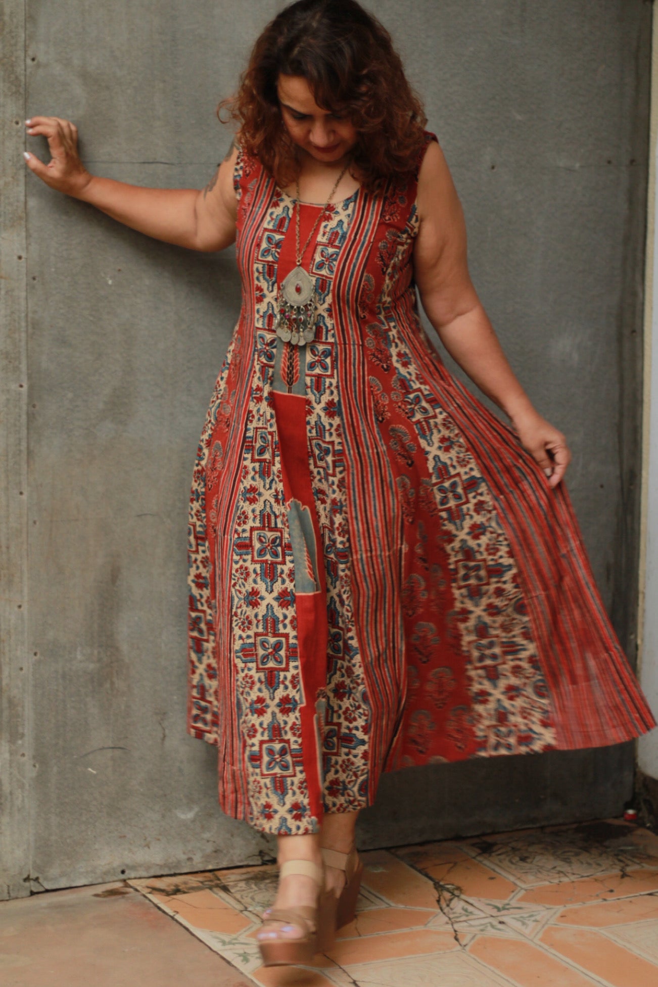 Alankrita | Kalidar Kurta | Madder Ajrakh Medley